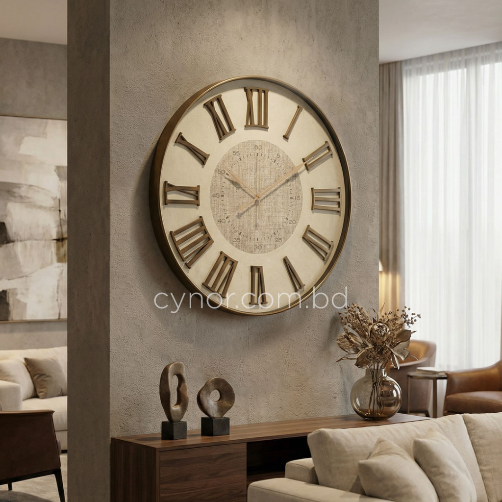 Antique Style Wood and Cream Color Wall Clock with Fiber Body Glass ...
